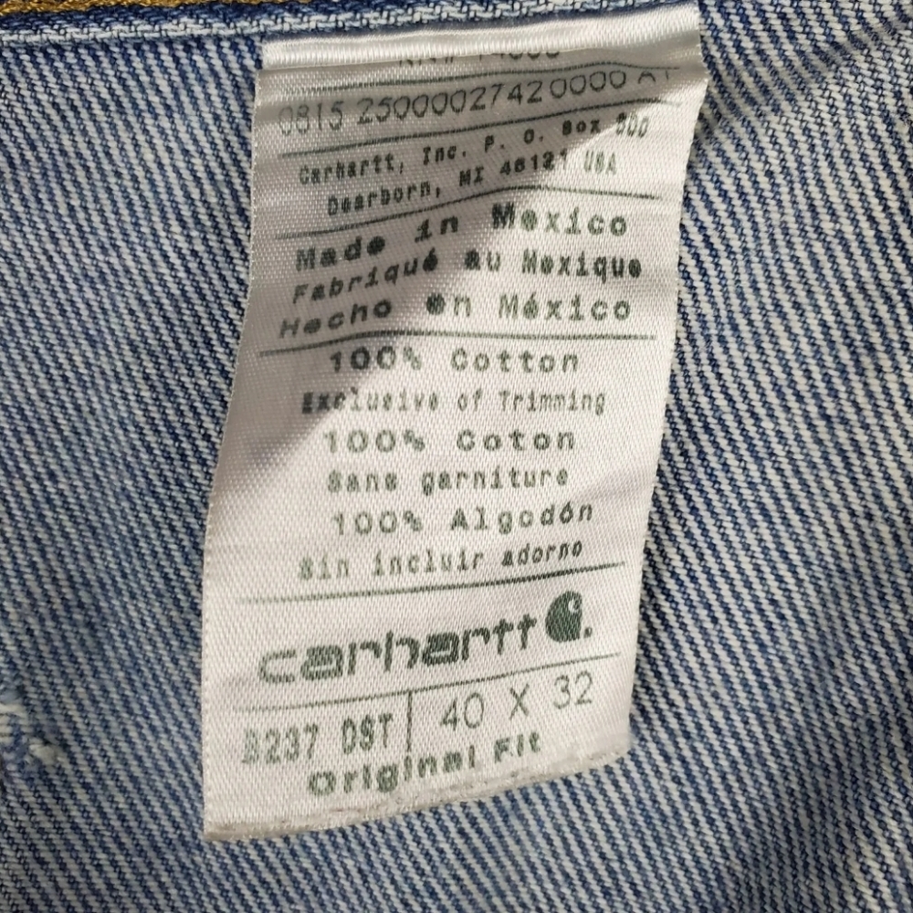Carhartt Men's B237 DST Carpenter Denim Blue Jeans Sz 40 x 32 - Picture 3 of 3